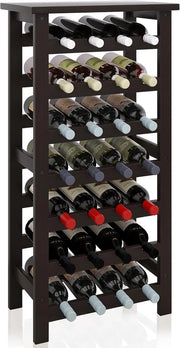 Scaffale per vino in bambù - 28 contenitori di conservazione - nero - bambù