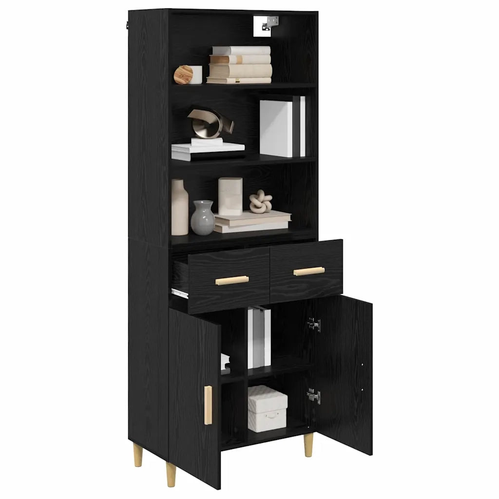 Credenza Rovere Nero 69,5 x 32,5 x 180 cm Legno multistrato
