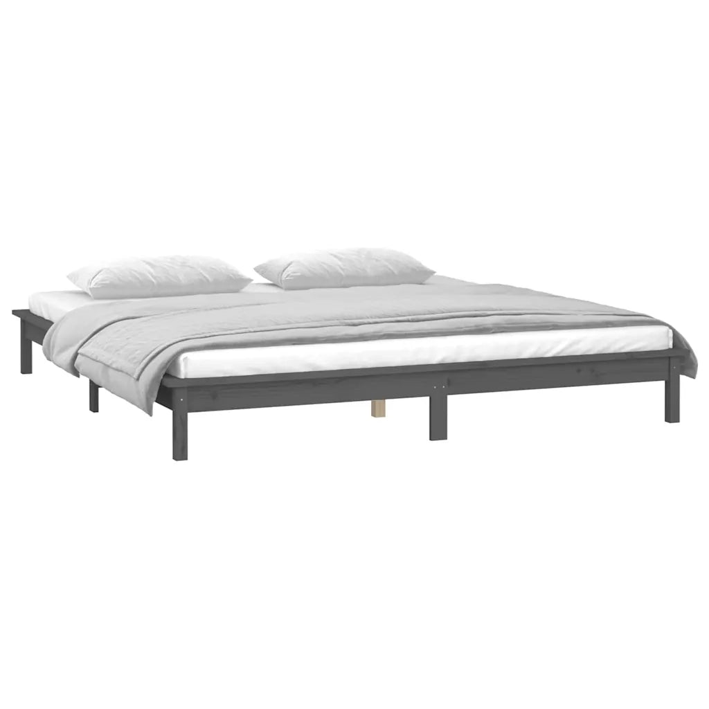 Giroletto LED Grigio 120x190 cm Small Double Legno Massello 820643