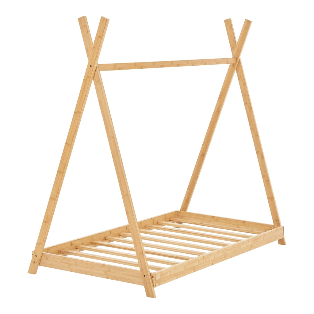 Letto Vimpeli per Cameretta a Forma di Tenda Indiana Bambù Naturale 80x160 cm [en.casa]