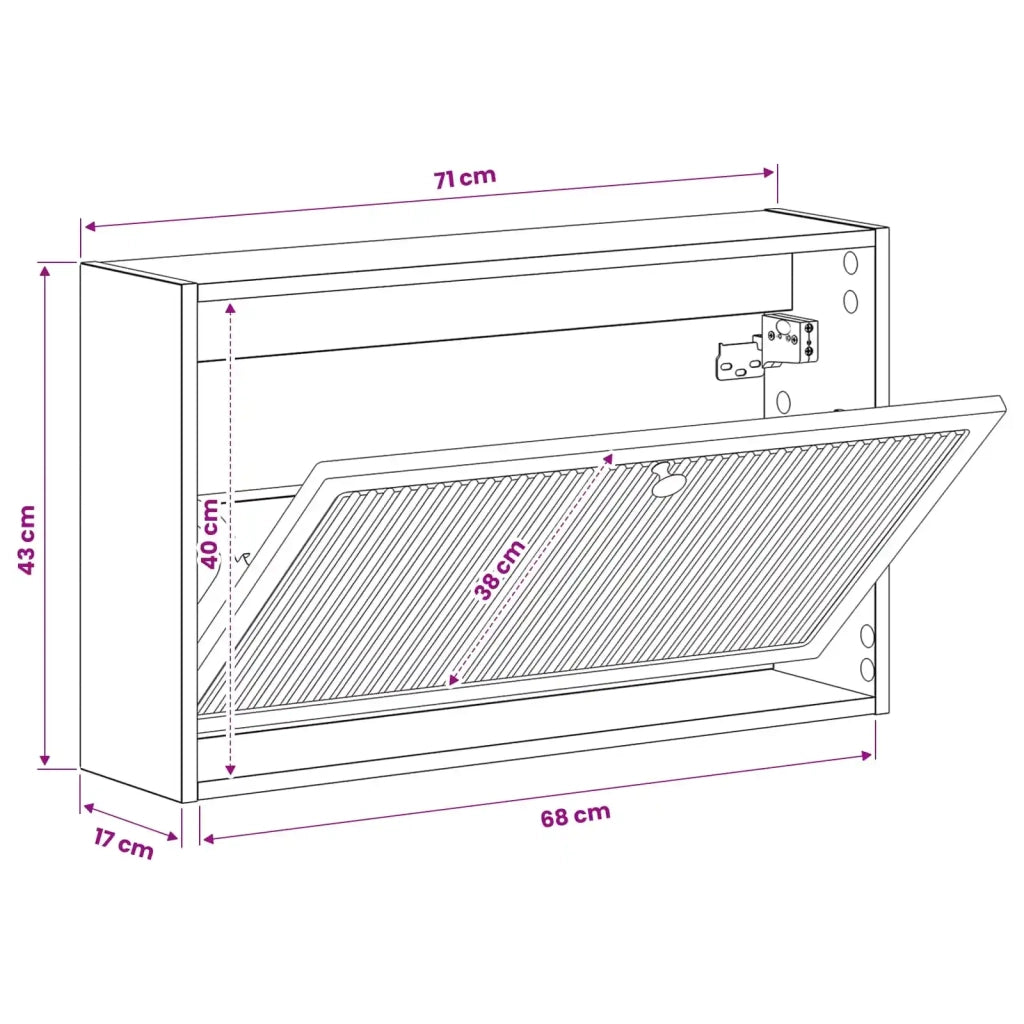 Mobiletto per Scarpe da Muro EDE 71 x 17 x 43 cm Legno antico 895973