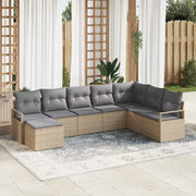 Set di divani con cuscino 8 pcs Beige polyrattan