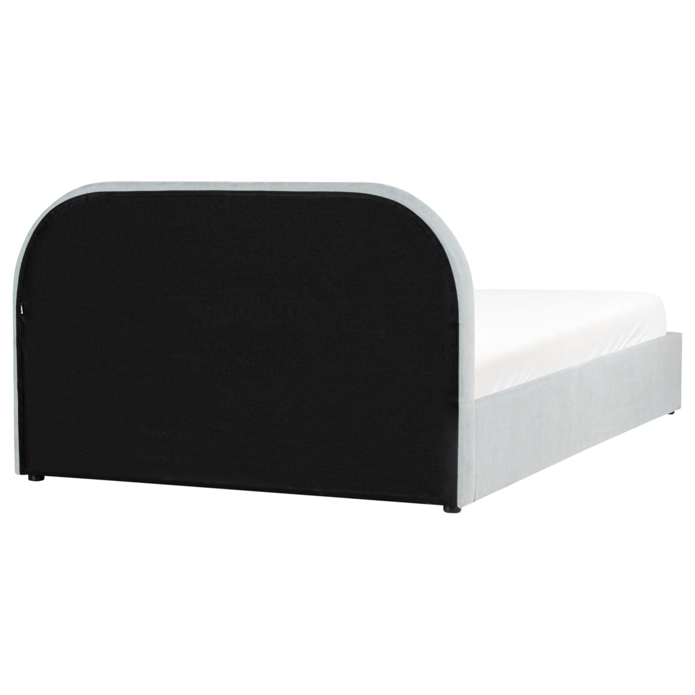 Letto matrimoniale EU Azzurro Tessuto di ciniglia 140 x 200 cm Struttura imbottita con contenitore
