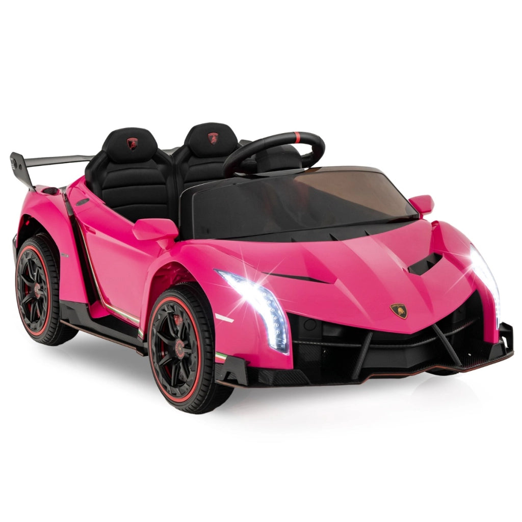 Auto sportiva elettrica per bambini con licenza lamborghini 4WD telecomando 2,4g luci LED, Giocattolo elettrico Rosa-Macchinine giocattoli