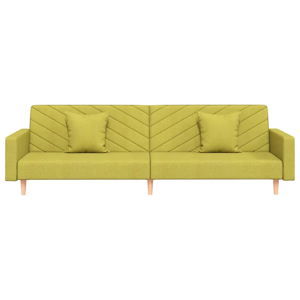 Divano Letto a 2 Posti con 2 Cuscini Verde in Tessuto 375905