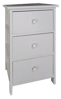 Comodino 3 Cassetti in Legno 35x25x55 cm Miki Bianco