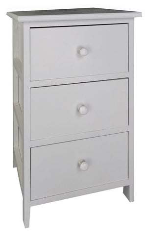 Comodino 3 Cassetti in Legno 35x25x55 cm Miki Bianco
