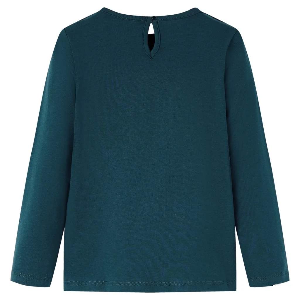 Maglietta per Bambini a Maniche Lunghe Verde Scuro 128 13977
