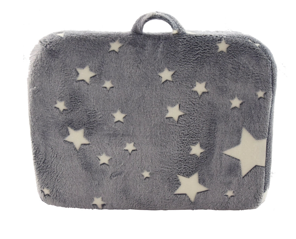 poltroncina bimbi 64x49x49 cm grigio stelle con maniglia e tasca