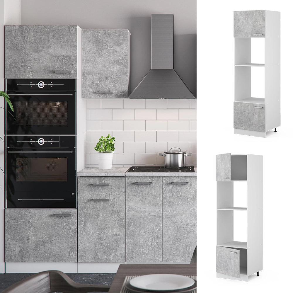 Mobile cucina microonde R-Line Calcestruzzo/Bianco 60 cm Vicco