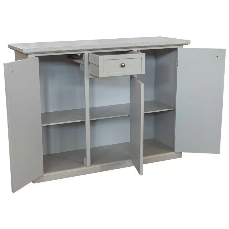 Madia credenza 3 porte 1 cassetto shabby grigio anticato decori 120x39x85 - Mobili 2G