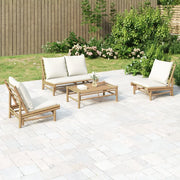 Set Salotto da Giardino 4pz con Cuscini Bianco Crema in BambÃ¹