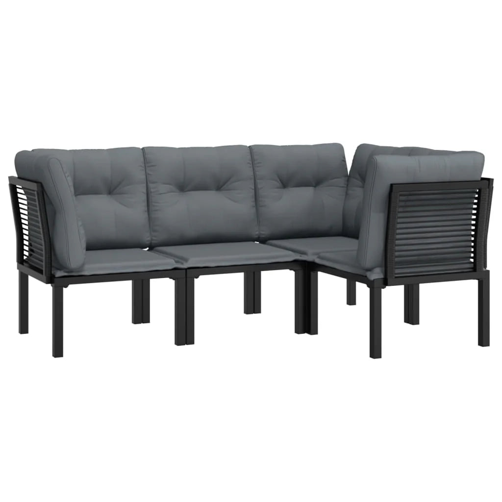 Set di mobili da giardino mobili da esterno set da 4 pezzi resina intrecciata nera e grigia 02_0016271