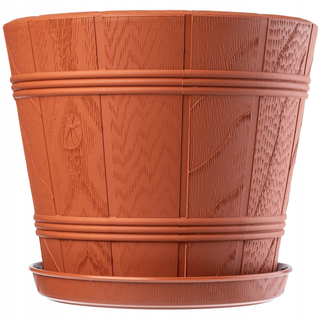 Vaso da fiori KADAX con sottovaso, vaso da giardino, 26 cm, plastica, terracotta