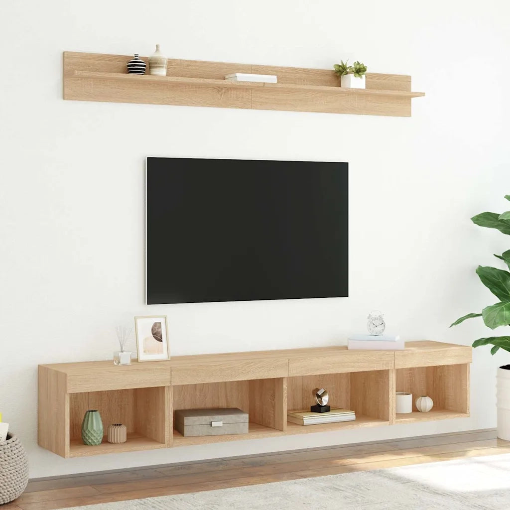Mobili TV a Muro con LED 5pz Rovere Sonoma Legno Multistrato 3216684