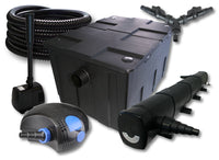 Set filtro per laghetto da 60000l Chiarificatore 72W Pompa ECO 100W Tubo 25m Pompa da fontana