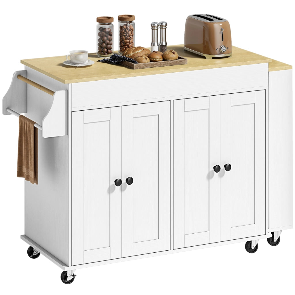 Mobile da Cucina con Ruote e Piano Estensibile ¨C Zephmum ¨C Bianco 80x45x90