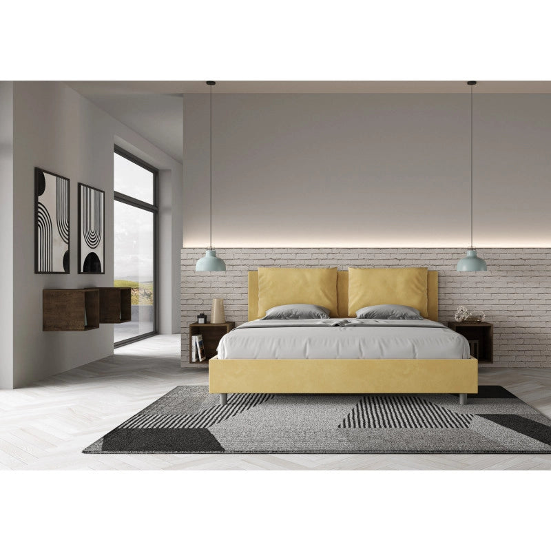 Letto imbottito Matrimoniale 180x200 cm Antea - Contenitore,Microfibra,Ocra