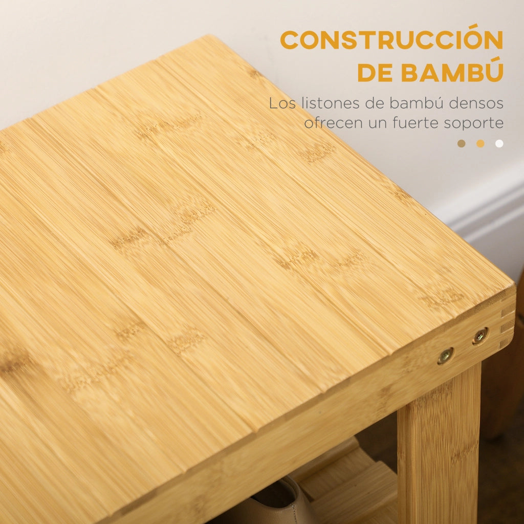 Scarpiera in Bamb¨´ con Seduta e 2 Ripiani ¨C zephmum ¨C Naturale 70x28x45 cm