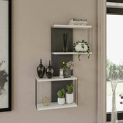 Mensola Gerolama, Scaffale, Ripiano a muro, Scaffalatura multiuso, 65x19h96 cm, Bianco e Antracite