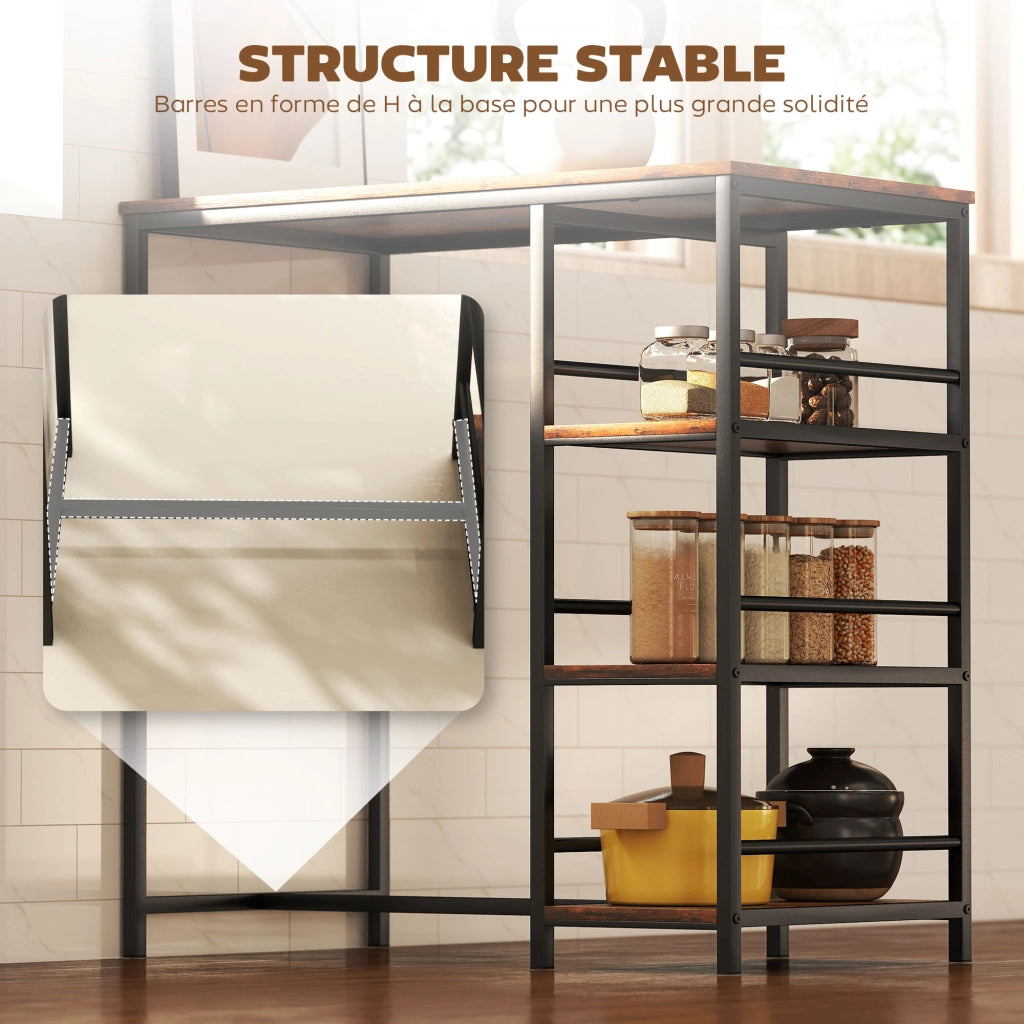 Tavolo da bar con ripiani ¨C zephmum ¨C 90x50x90.5 cm, marrone rustico, nero