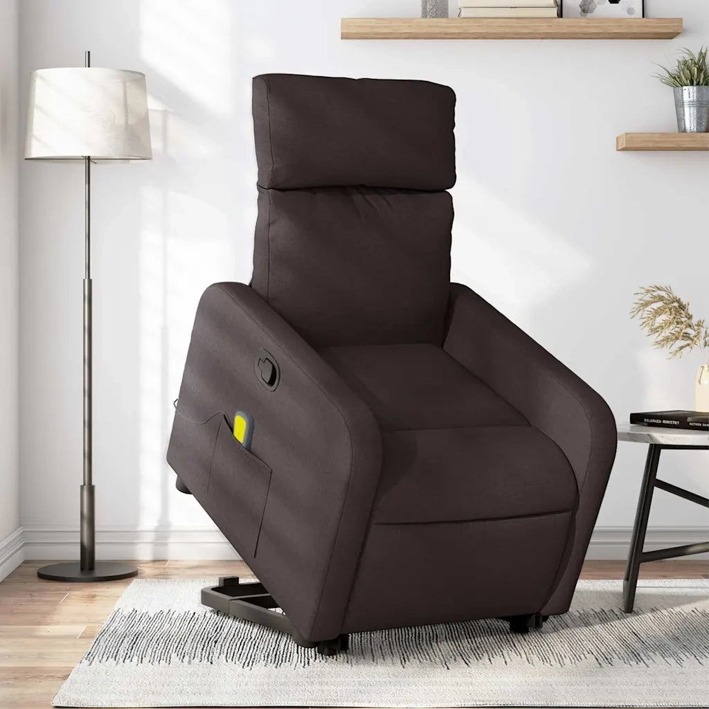 Poltrona Alzapersona Massaggi Reclinabile Marrone Scuro Tessutocod mxl 133067
