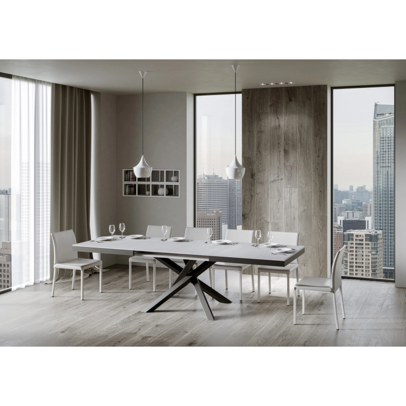 Tavolo allungabile 90x180/284 cm Volantis Evolution telaio Antracite - Bianco Frassino