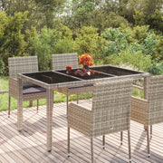 Tavolo da Giardino Piano in Vetro Grigio 150x90x75cm Polyrattan cod mxl 34362