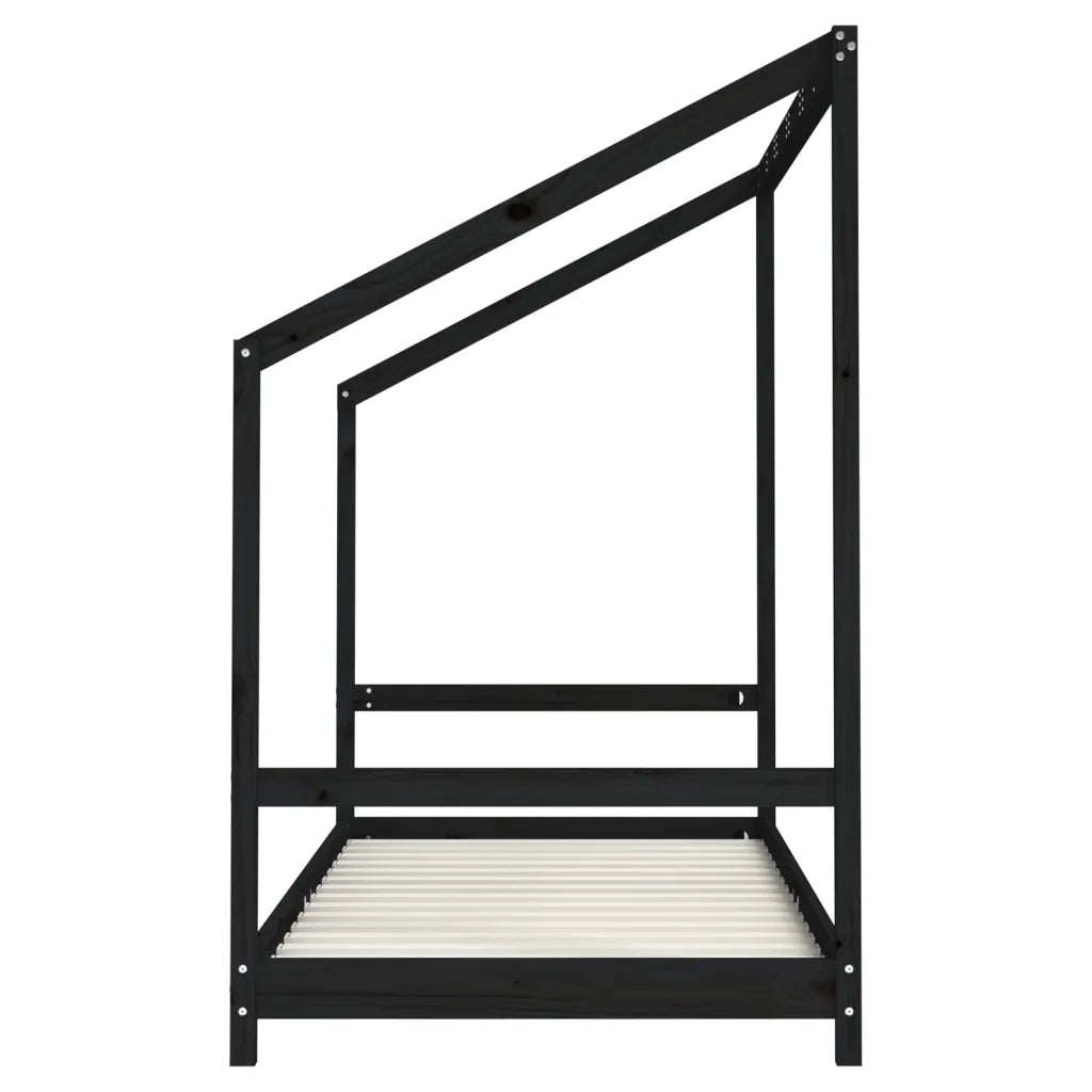 Giroletto per Bambini-Struttura Letto Bambini Nero 90x190 cm in Legno Massello di Pino 673461