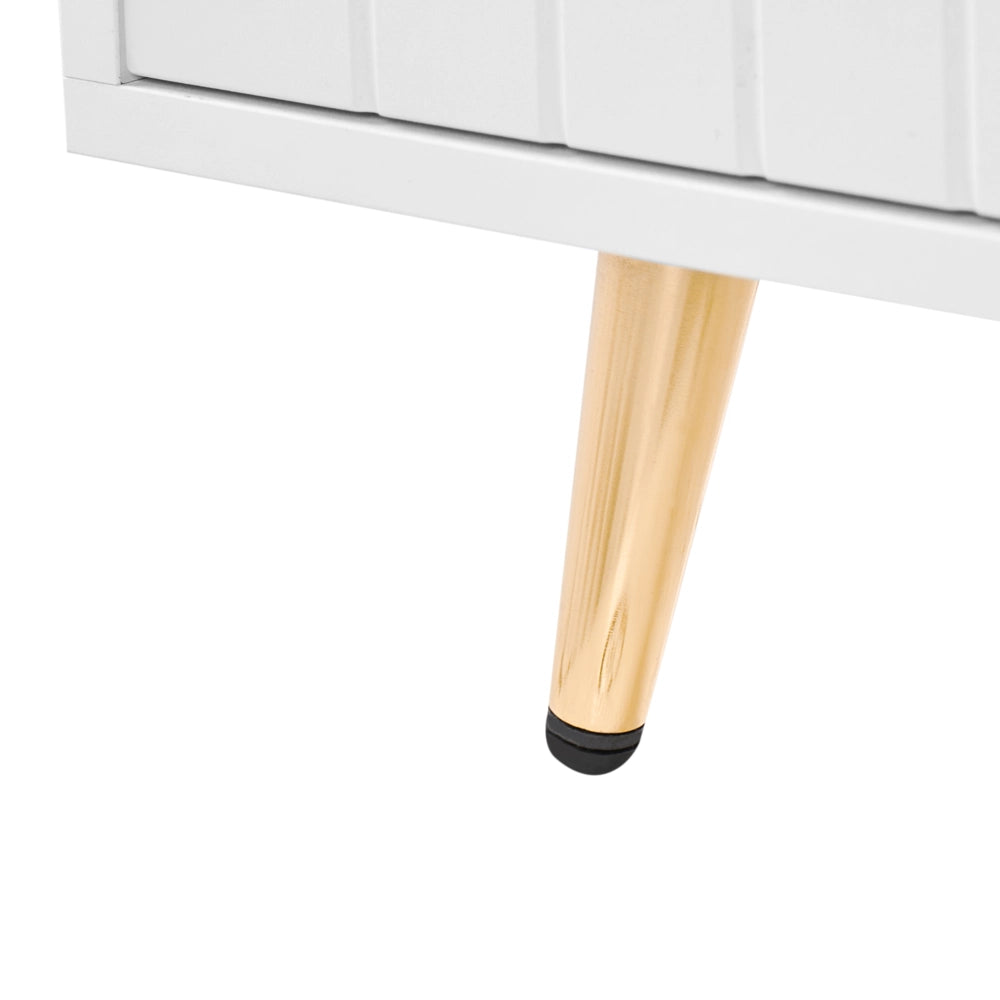 Panca porta scarpe in truciolato bianco con 2 scomparti e gambe in metallo