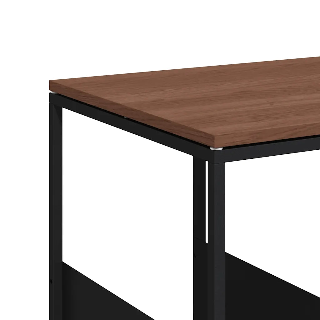 Tavolino con Ruote Nero 55x36x63,5 cm in Legno Multistrato 343108