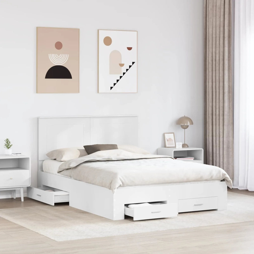 Struttura del letto Bianco 140 x 200 cm Legno multistrato
