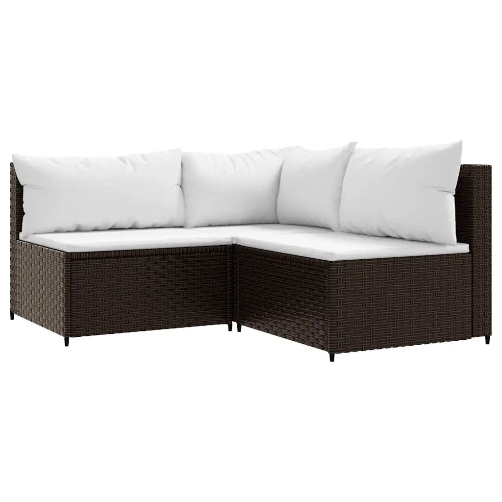 Set Mobili da Giardino 4 pz con Cuscini in Polyrattan Marrone 319749