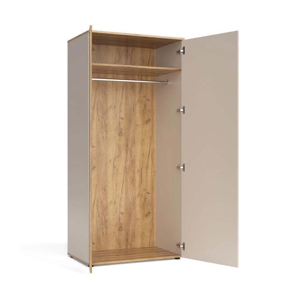 Armadio guardaroba 2 ante Frezo08 in cashmere e listelli verticali rovere evoque – 90x55x195