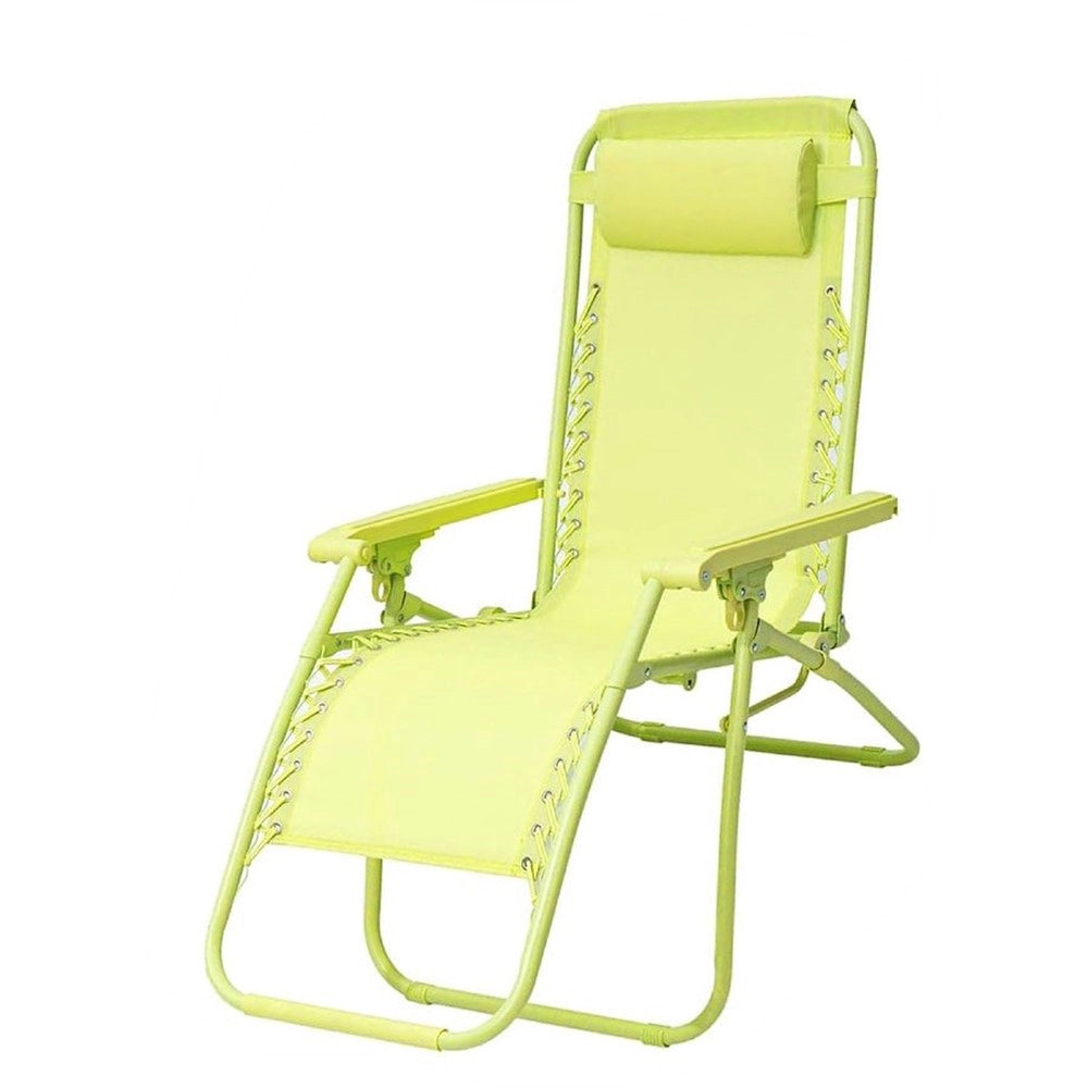 Trade Shop - Sedia Sdraio In Textilene Pieghevole Reclinabile Con Poggiatesta Da Giardino Colorata - Giallo