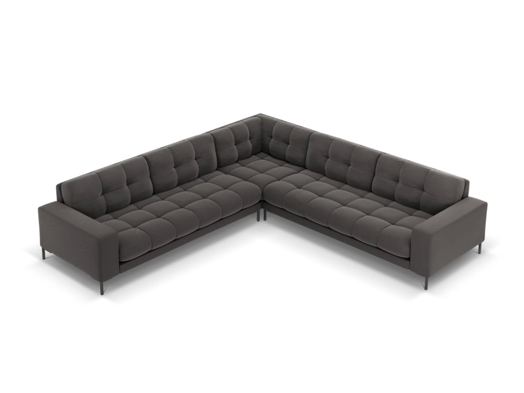 Cosmopolitan Design - Divano angolare reversibile "Bali" 6 posti in velluto grigio scuro 