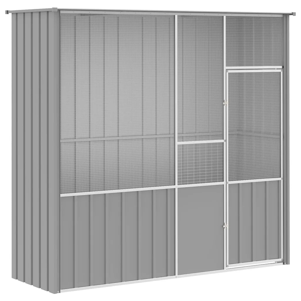 Gabbia per Uccelli Grigia 215x78x200 cm in Acciaio Zincato 172345
