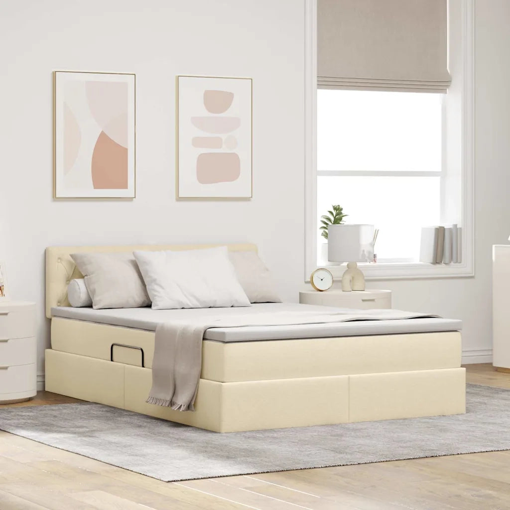 Letto con contenitore e materasso Crema 140 x 190 cm 3370573