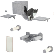 Gioco a Parete per Gatti con Condominio Piattaforma Amaca e Tiragraffi ¨C zephmum ¨C Grigio 6 Pezzi