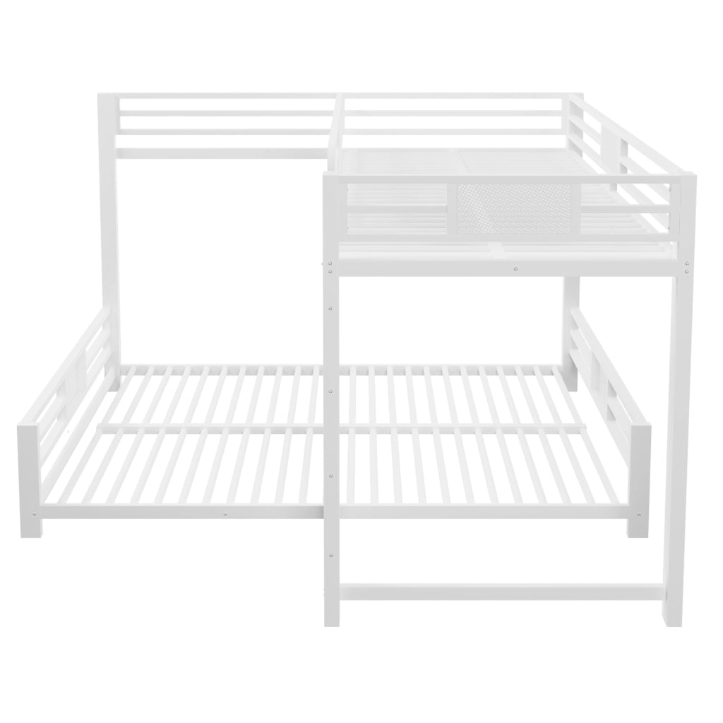 DESMIU Letto a castello in metallo 140 × 200 cm 2 posti, con sbarre di sicurezza, senza materasso, bianco