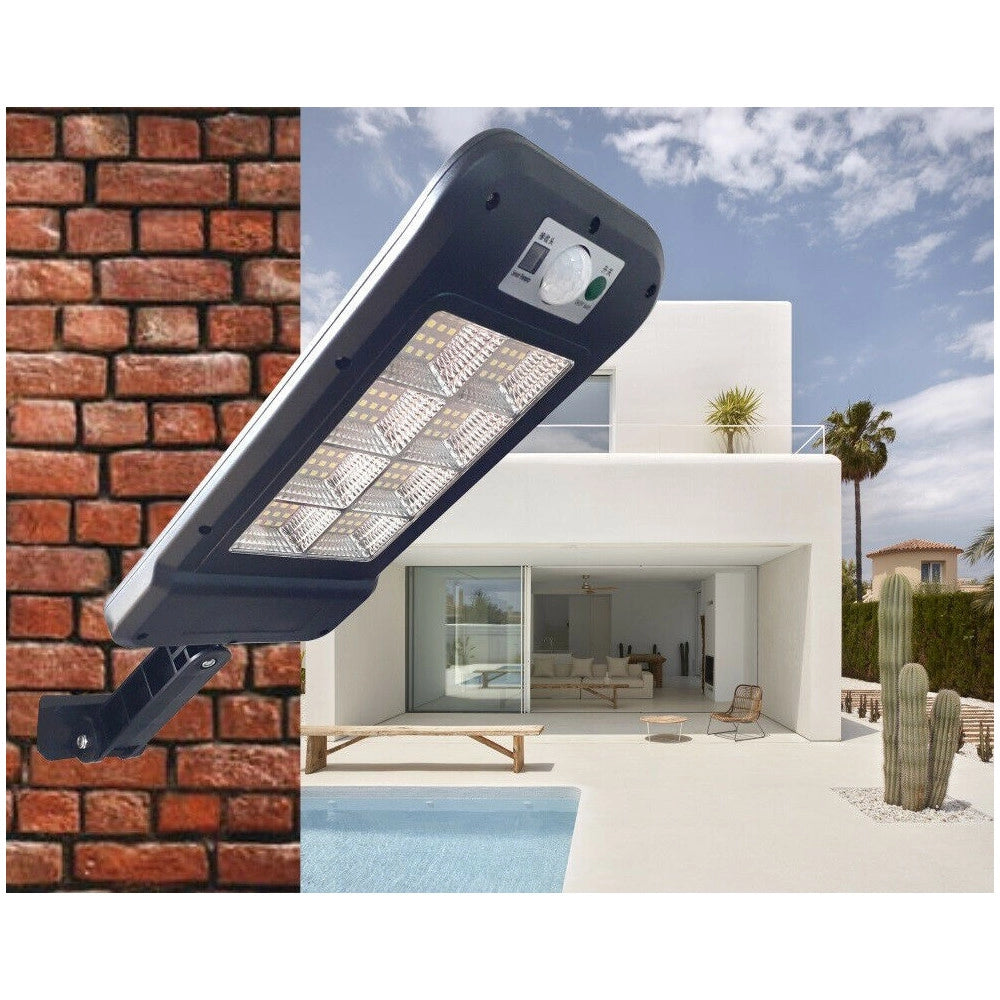 Trade Shop - Faro Lampione Stradale Pannello Solare Fotovoltaico Sensore 128 Led Smd Hs-8013c -
