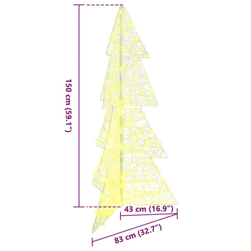 Albero di Natale con 160 LED Bianco caldo 150 cm Acrilico