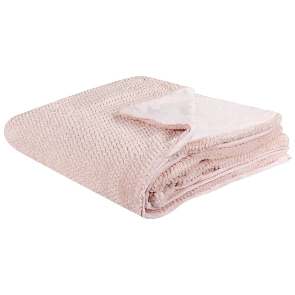 Coperta rosa in poliestere 200 x 220 cm copriletto decorativo in morbida pelliccia plaid
