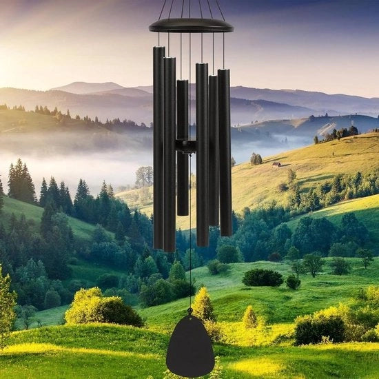 Cancello di vento grande per esterno, melodia calma con tono profondo, ideale come regalo per mamma, nonna e vicini (81 cm nero)