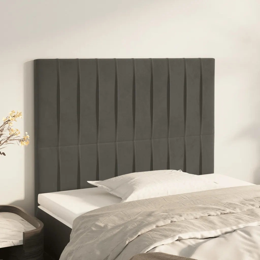 Testiera-Testata Decorativa Grigio Scuro 90x5x118/128 cm Velluto 470990