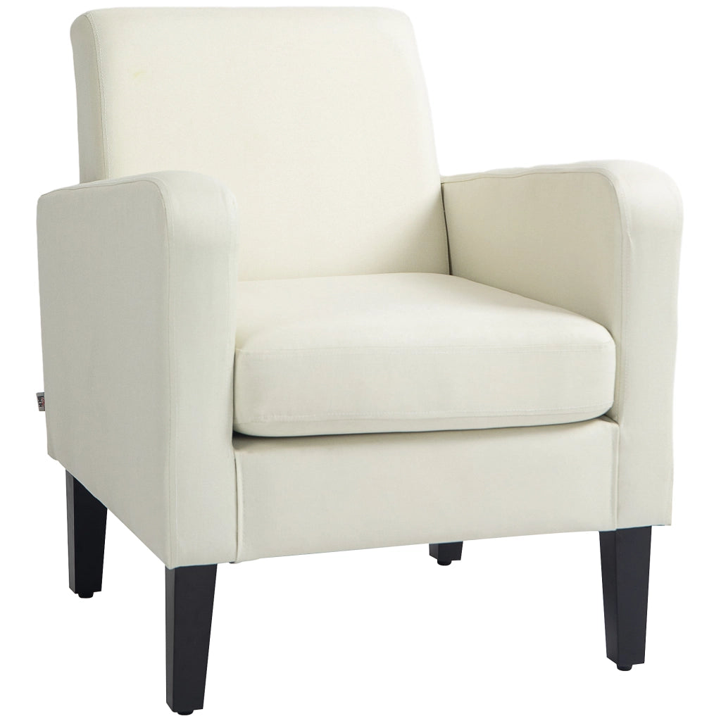 Poltroncina da Camera Moderna in Tessuto con Braccioli, 66x72x74 cm, Crema