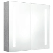 Armadietto Bagno | Armadio da bagno con Specchio e LED Grigio Cemento 62x14x60 cm