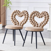 Set 2 sedie da pranzo - Xylo - velluto camel gambe nere con schienale triangolare