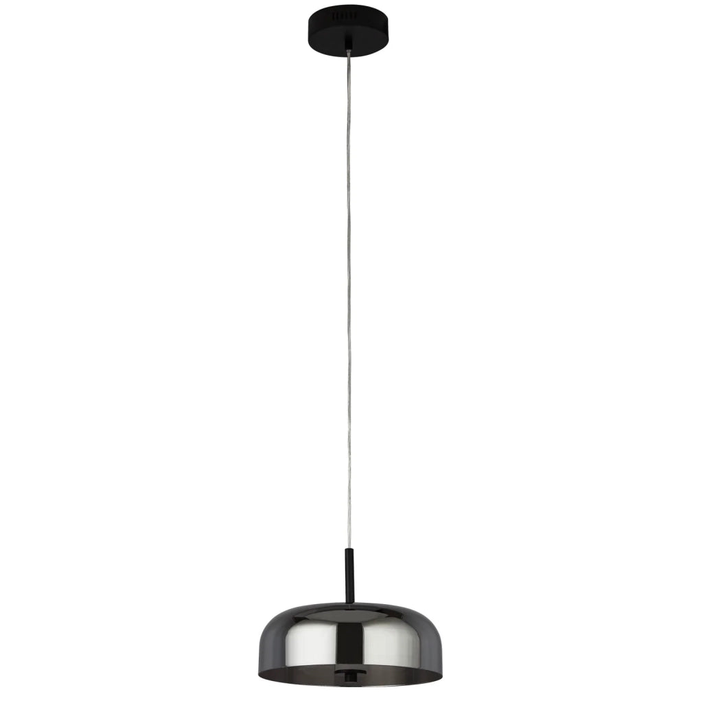 Lampadario Contemporaneo Frisbee Acciaio Nero Vetro Led 16,37W 3000K