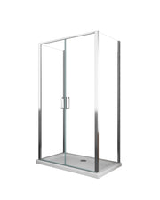Porta battente Saloon  + 2 lati fissi box doccia 6 mm cromo 2 FISSE 77,5-80 + SALOON 77-80